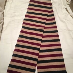 Burberry Tan, Charcoal and Red Scarf